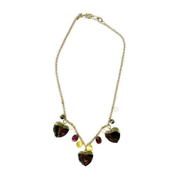 NORDSTROM VINTAGE Silver Short Length Layering Heart Beaded Necklace Jewelry - Picture 1 of 5